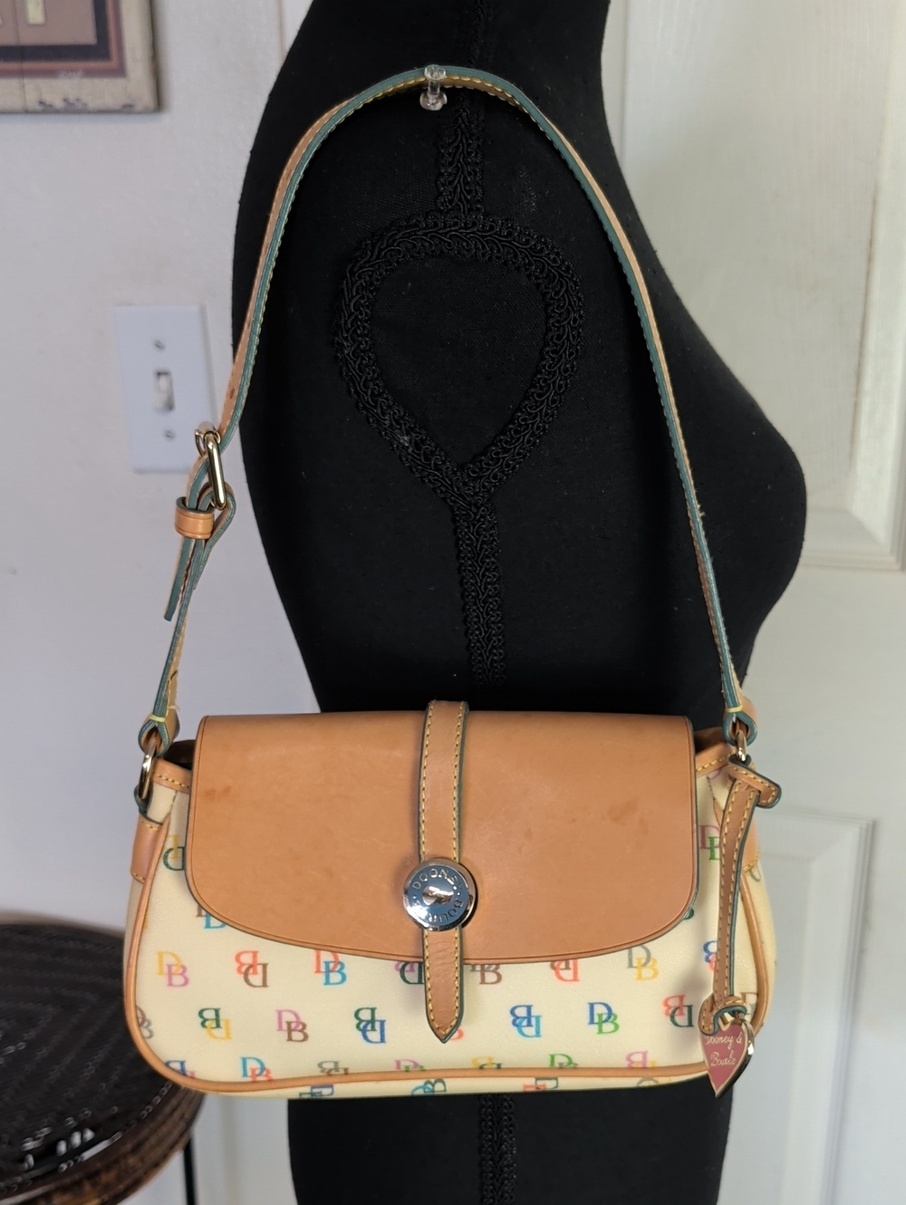 Dooney & Bourke Shoulder Bag Front Flap DB Multi Color Vintage Bag